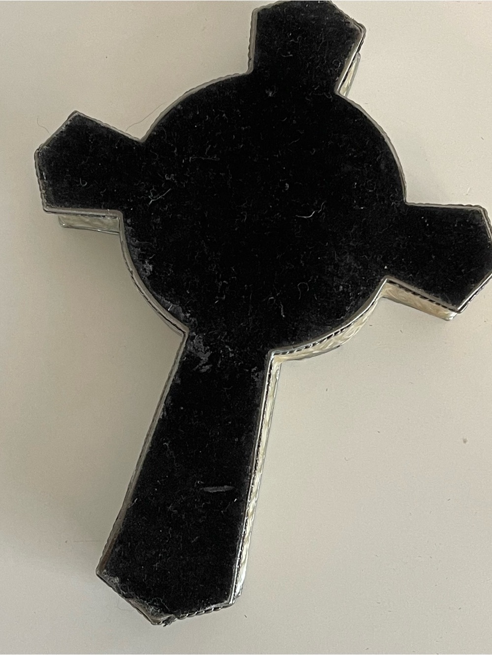 Cross Jewelry Trinket Box Collectible Enameled Rhinestones Rosary Velvet Lined - Picture 9 of 12